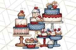 Patriotic Cake Stands Clipart, Dessert Tables Bakery Display Product Image 5
