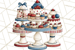 Patriotic Cake Stands Clipart, Dessert Tables Bakery Display Product Image 2