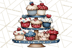 Patriotic Cake Stands Clipart, Dessert Tables Bakery Display Product Image 4