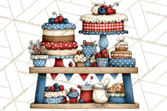 Patriotic Cake Stands Clipart, Dessert Tables Bakery Display Product Image 5