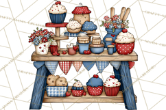 Patriotic Cake Stands Clipart, Dessert Tables Bakery Display Product Image 2