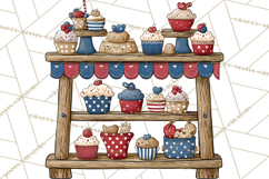 Patriotic Cake Stands Clipart, Dessert Tables Bakery Display Product Image 3