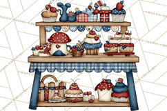 Patriotic Cake Stands Clipart, Dessert Tables Bakery Display Product Image 4