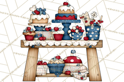 Patriotic Cake Stands Clipart, Dessert Tables Bakery Display Product Image 5