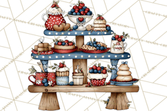 Patriotic Cake Stands Clipart, Dessert Tables Bakery Display Product Image 2