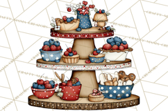 Patriotic Cake Stands Clipart, Dessert Tables Bakery Display Product Image 3
