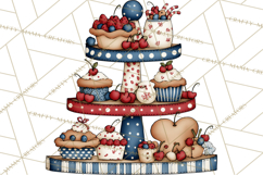 Patriotic Cake Stands Clipart, Dessert Tables Bakery Display Product Image 4