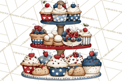 Patriotic Cake Stands Clipart, Dessert Tables Bakery Display Product Image 5