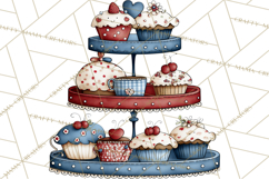 Patriotic Cake Stands Clipart, Dessert Tables Bakery Display Product Image 2