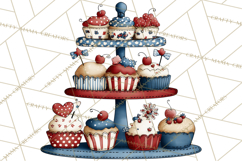 Patriotic Cake Stands Clipart, Dessert Tables Bakery Display Product Image 3