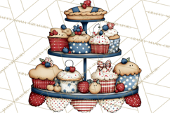 Patriotic Cake Stands Clipart, Dessert Tables Bakery Display Product Image 4