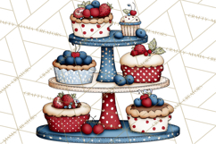 Patriotic Cake Stands Clipart, Dessert Tables Bakery Display Product Image 5
