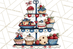 Patriotic Cake Stands Clipart, Dessert Tables Bakery Display Product Image 2