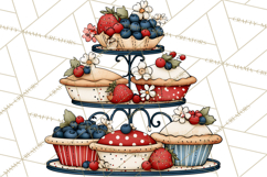 Patriotic Cake Stands Clipart, Dessert Tables Bakery Display Product Image 3