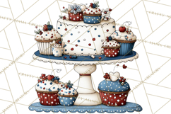 Patriotic Cake Stands Clipart, Dessert Tables Bakery Display Product Image 2