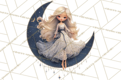 Celestial Moon Goddess Clipart, Fantasy Women, Crescent Moon Product Image 2