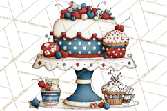 Patriotic Cake Stands Clipart, Dessert Tables Bakery Display Product Image 3