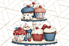 Patriotic Cake Stands Clipart, Dessert Tables Bakery Display Product Image 4