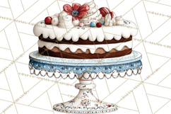 Patriotic Cake Stands Clipart, Dessert Tables Bakery Display Product Image 2