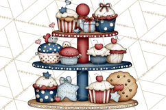 Patriotic Cake Stands Clipart, Dessert Tables Bakery Display Product Image 4