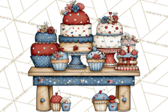Patriotic Cake Stands Clipart, Dessert Tables Bakery Display Product Image 5
