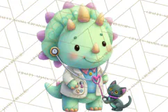 Dinosaur Veterinarian Clipart Cute Pet Care PNG Product Image 3