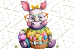 Easter Bunny Clipart, Spring Animals PNG, Colored Eggs Product Image 5