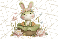 Watercolor Easter Animals Clipart, Cute Animals in Nests Png Product Image 5