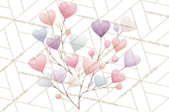 Valentine Safari Animal Clipart PNG, Watercolor Elephant Png Product Image 2