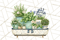 Spring Garden Clipart, Watering Cans, Flower Pots, Gardening Product Image 2