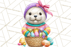 Easter Bunny Clipart, Spring Animals PNG, Colored Eggs Product Image 2
