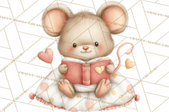 Valentine Animals Reading Books Clipart, Heart Storytime PNG Product Image 2