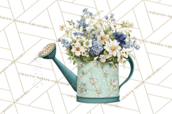 Spring Garden Clipart, Watering Cans, Flower Pots, Gardening Product Image 4