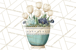 Spring Garden Clipart, Watering Cans, Flower Pots, Gardening Product Image 3