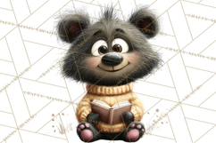 Bookish Bears PNG Clipart, Cozy Bear Reading, Cute Cartoon Product Image 3