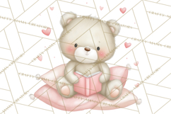 Valentine Animals Reading Books Clipart, Heart Storytime PNG Product Image 3