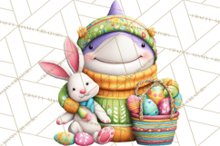 Easter Bunny Clipart, Spring Animals PNG, Colored Eggs Product Image 3