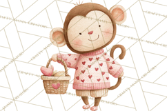 Valentine Safari Animal Clipart PNG, Watercolor Elephant Png Product Image 3