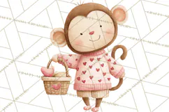 Valentine Safari Animal Clipart PNG, Watercolor Elephant Png Product Image 3