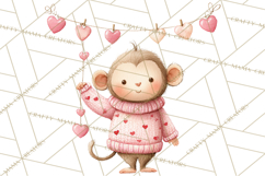 Valentine Safari Animal Clipart PNG, Watercolor Elephant Png Product Image 4