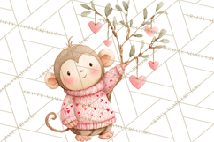 Valentine Safari Animal Clipart PNG, Watercolor Elephant Png Product Image 5