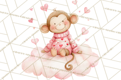 Valentine Safari Animal Clipart PNG, Watercolor Elephant Png Product Image 2
