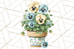 Spring Garden Clipart, Watering Cans, Flower Pots, Gardening Product Image 2
