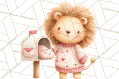 Valentine Safari Animal Clipart PNG, Watercolor Elephant Png Product Image 3