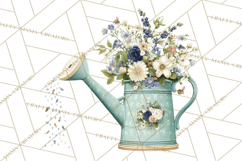 Spring Garden Clipart, Watering Cans, Flower Pots, Gardening Product Image 3