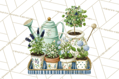 Spring Garden Clipart, Watering Cans, Flower Pots, Gardening Product Image 4