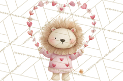 Valentine Safari Animal Clipart PNG, Watercolor Elephant Png Product Image 4