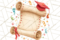 Graduation Diploma Clipart PNG, Whimsical Diploma Scroll Product Image 2