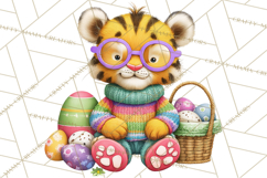Easter Bunny Clipart, Spring Animals PNG, Colored Eggs Product Image 4