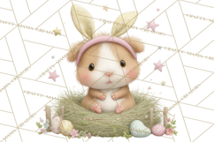 Watercolor Easter Animals Clipart, Cute Animals in Nests Png Product Image 4